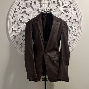 Zara Chocolate Leather look Blazer